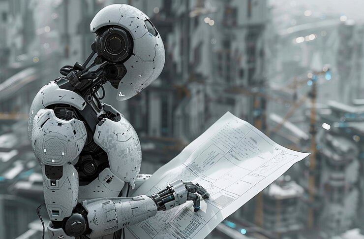 Free Photo scene with futuristic robot used in the construction industry
