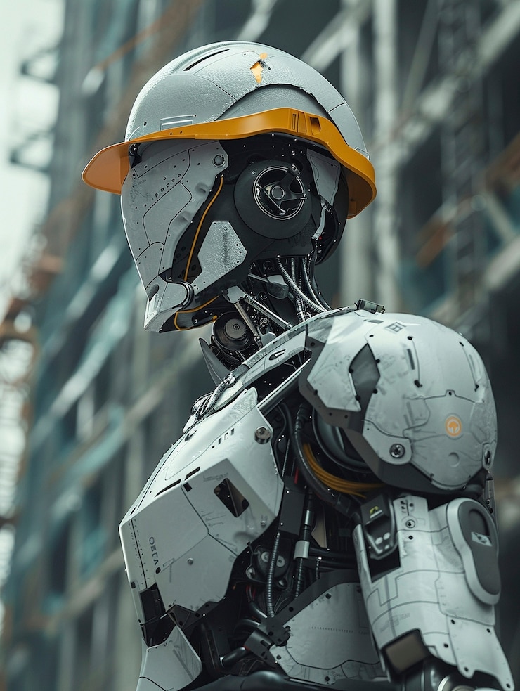 Free Photo scene with futuristic robot used in the construction industry