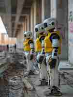 Free photo scene with futuristic robot used in the construction industry