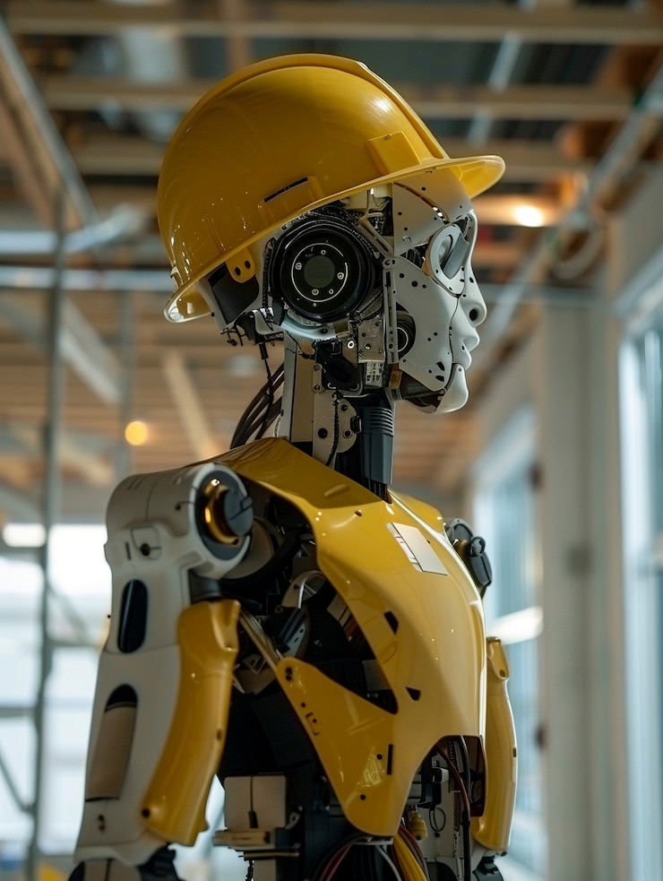Free Photo scene with futuristic robot used in the construction industry