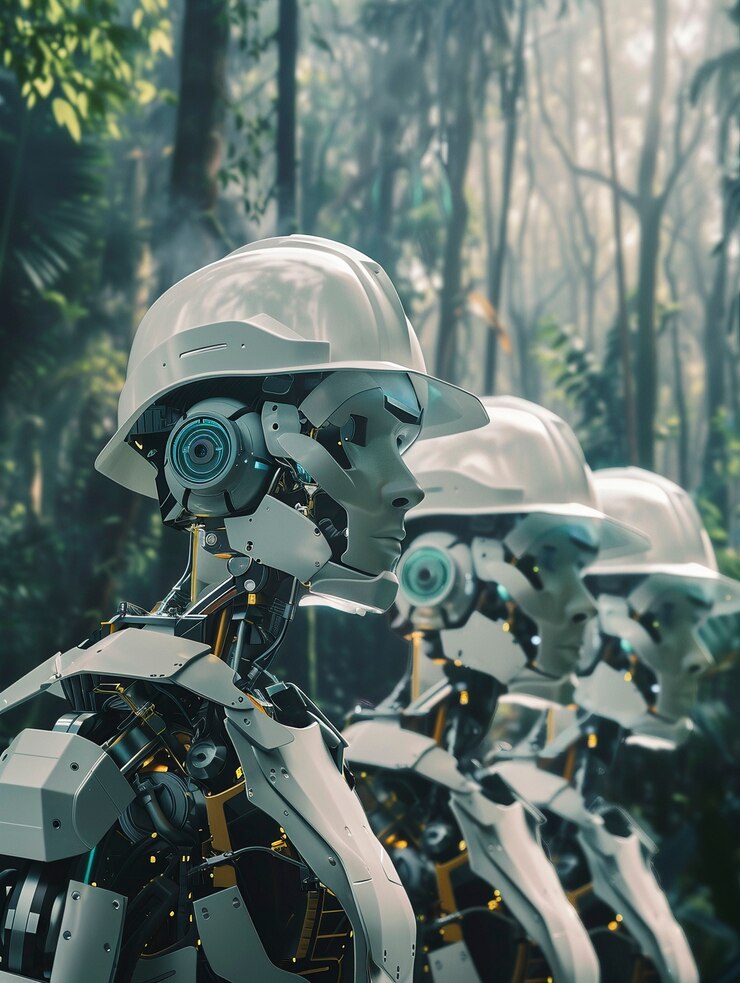 Free Photo scene with futuristic robot used in the construction industry