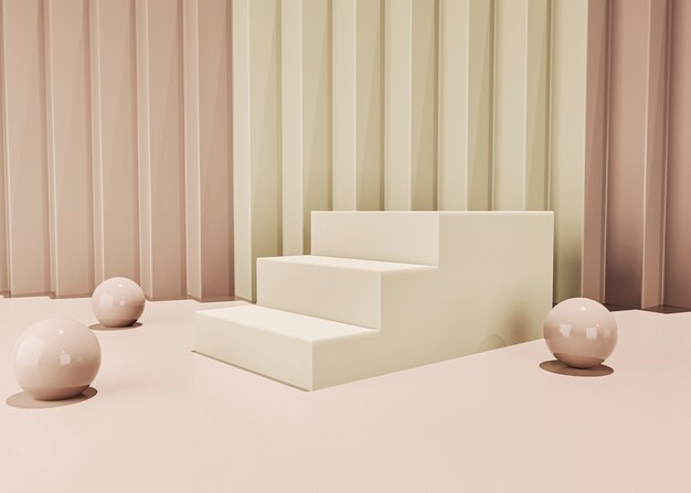 Scene with minimal podiums 3d