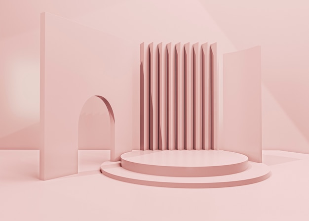 Scene with minimal podiums 3d