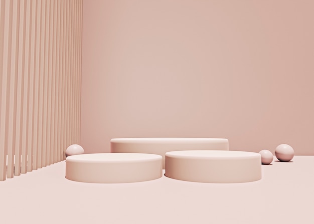 Scene with minimal podiums 3d