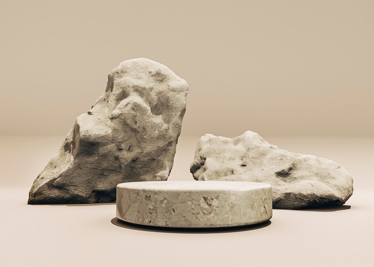 Бесплатный Фотография сцена с минимальными подиумами 3d