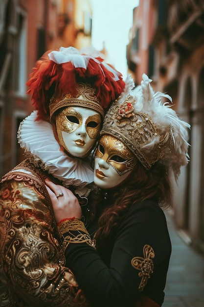 Foto gratuita scena con persone che celebrano il carnevale con costumi