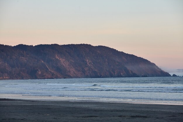 Scenery of a breathtaking sunset over the Pacific Ocean near Eureka, California