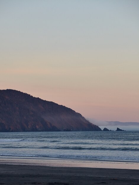 Scenery of a breathtaking sunset over the Pacific Ocean near Eureka, California