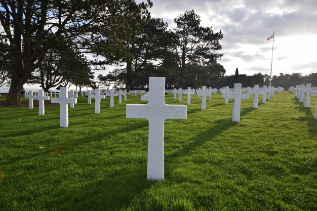 Scenery of a cemetery for soldiers who died during the Second World War in Normandy