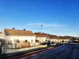 Free photo scenery of a district full of houses under the clear sky in larvik norway