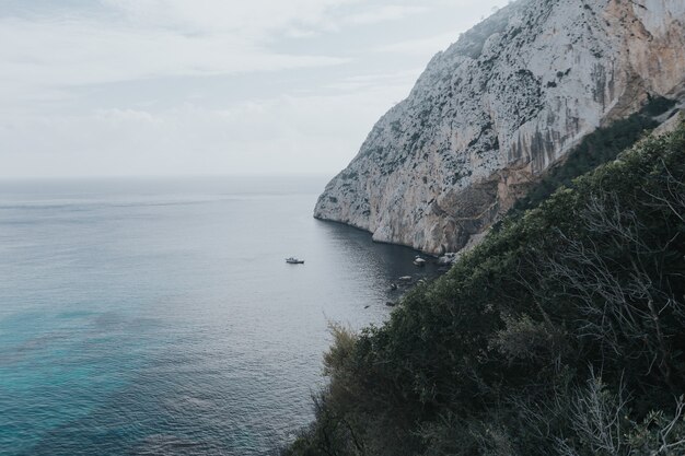 Scenic view of the rocky cliff at the National Park Penyal d'lfac in Calpe, Costa Blanca, Spain