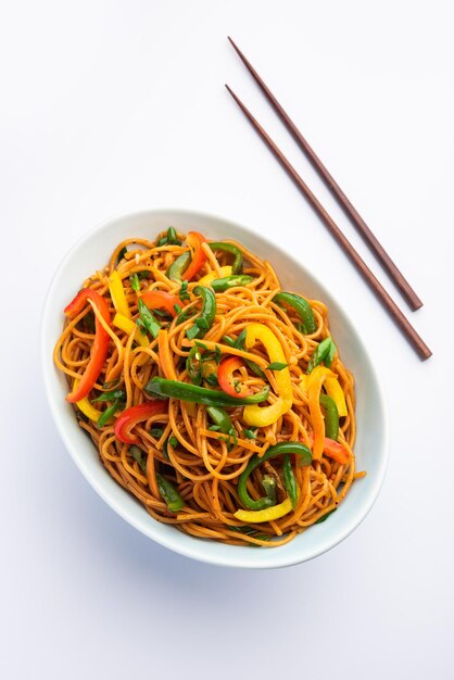 Free Photo | Schezwan noodles or szechwan vegetable hakka noodles or ...