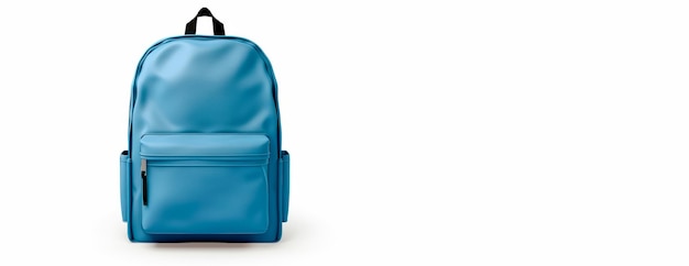 School blue backpack blank banner on white background
