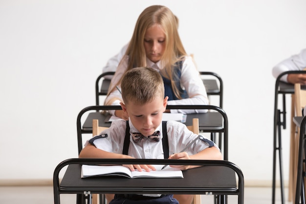 School children in classroom at lesson