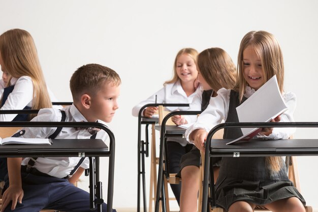 School children in classroom at lesson