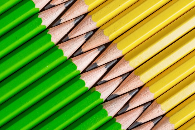 School and education concept with ordinary pencils close-up.