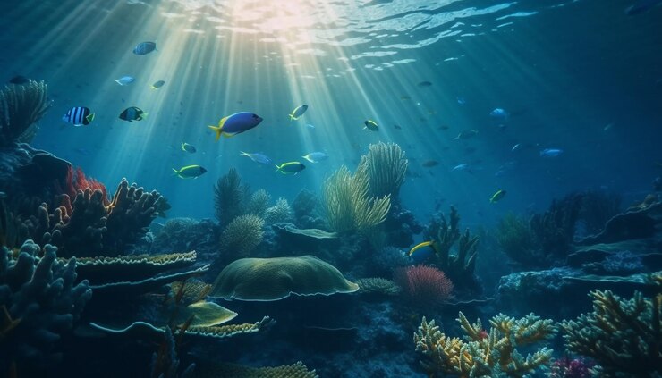 Free Photo a school of multi ed fish in motion generated by ai
