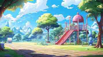 Free photo school playground in anime style