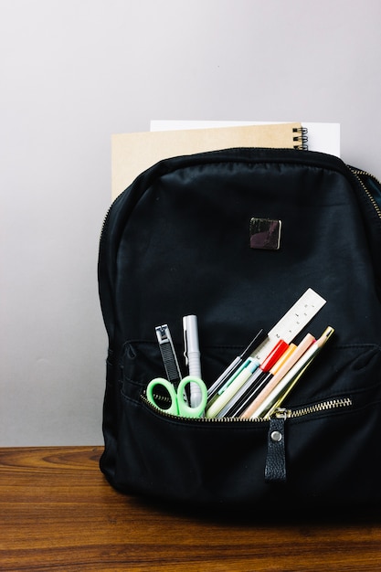 School rucksack with supplies