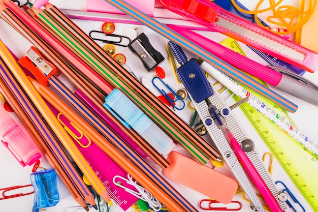 Free photo school stationery in mess