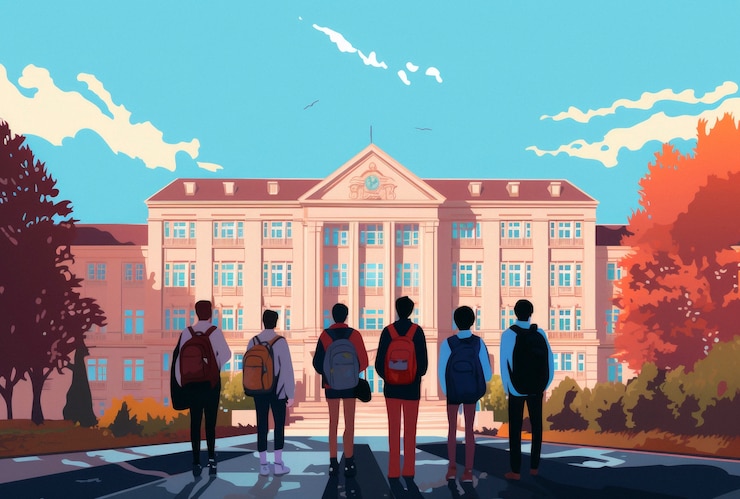 無料Photo 教育デーのためのデジタルアートスタイルの学校生
