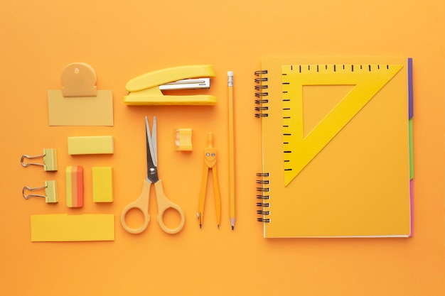 School supplies assortment top view