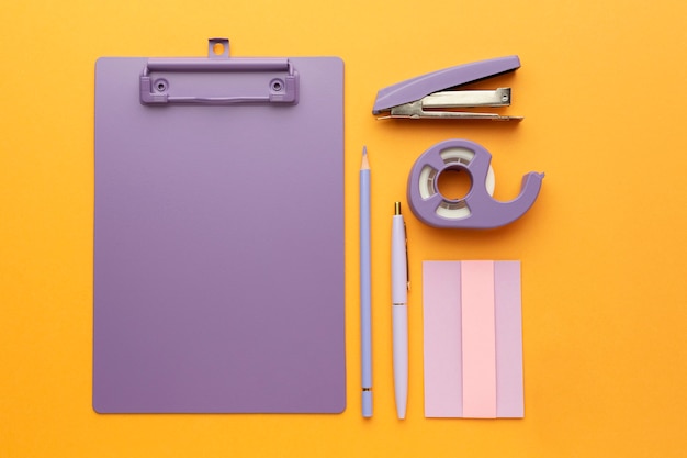 School supplies assortment above view