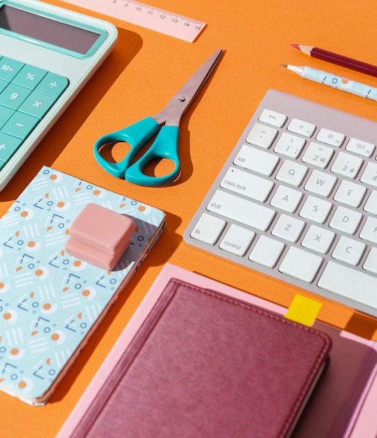 School supplies composition on the table