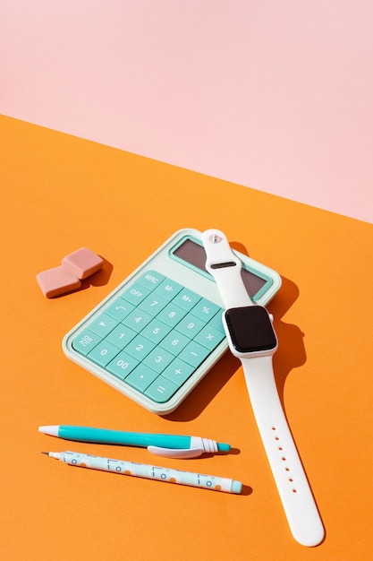 school supplies composition on the table