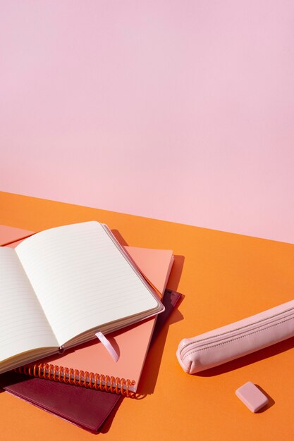 School supplies composition on the table