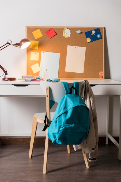 School supplies in kid room