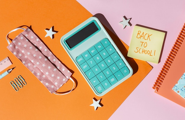 School supplies on the table composition