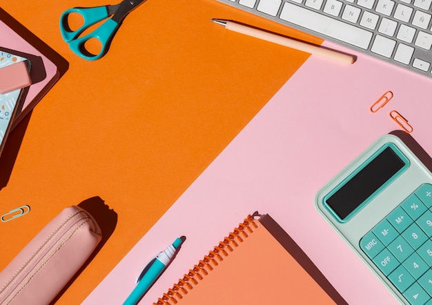 Free photo school supplies on the table composition