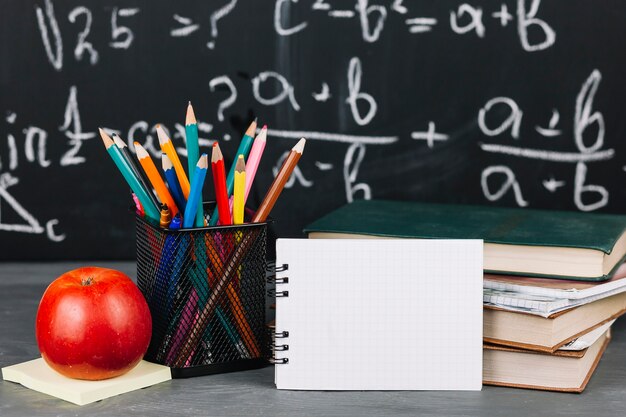 School supplies at table