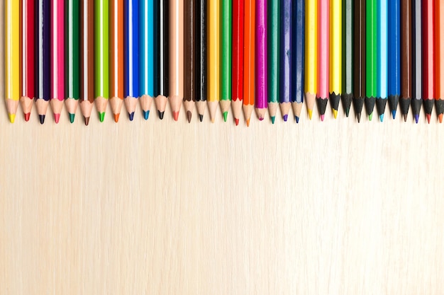 School supplies on wooden background