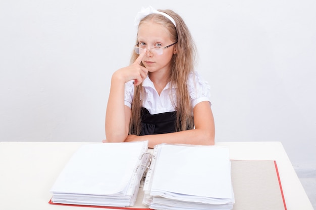 Free photo schoolgirl with folders