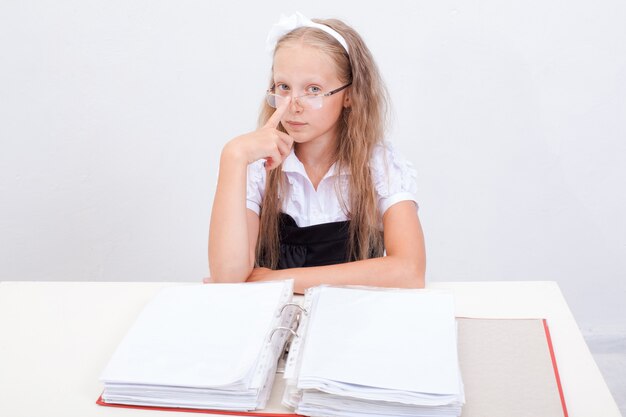 Schoolgirl with folders