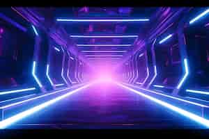 Free photo sci fi tunnel with fantastic neon lights