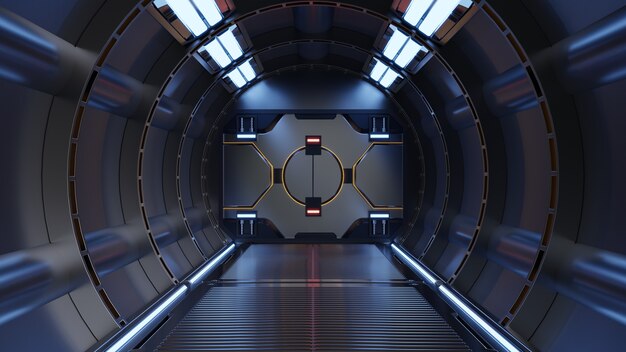 黄色の宇宙船sf廊下 プレミアム写真 黄色の宇宙船sf廊下 プレミアム写真