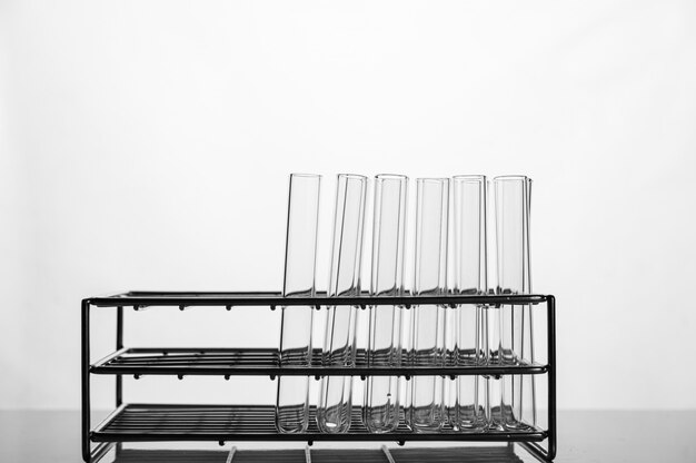 Science tubes arranged on the shelf