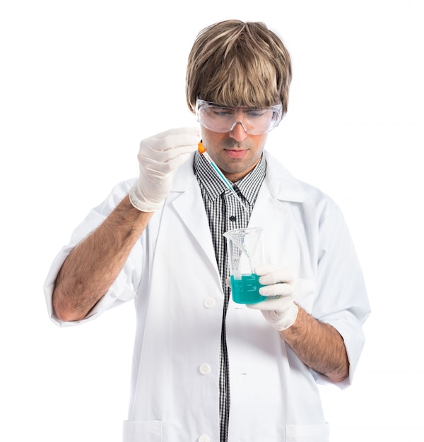 Scientist analyzing a test-tube