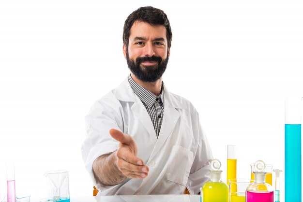 Scientist man making a deal