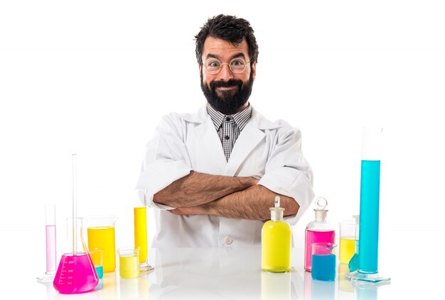 Scientist man with his arms crossed