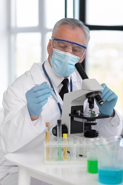 Scientist wearing protection equipment