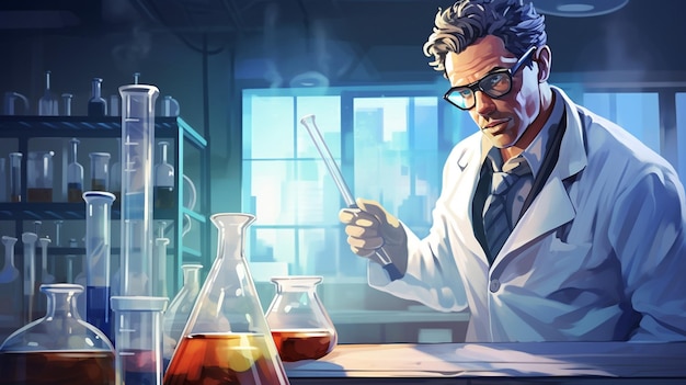 Free photo a scientistchemist in a laboratory with test tubes vector art