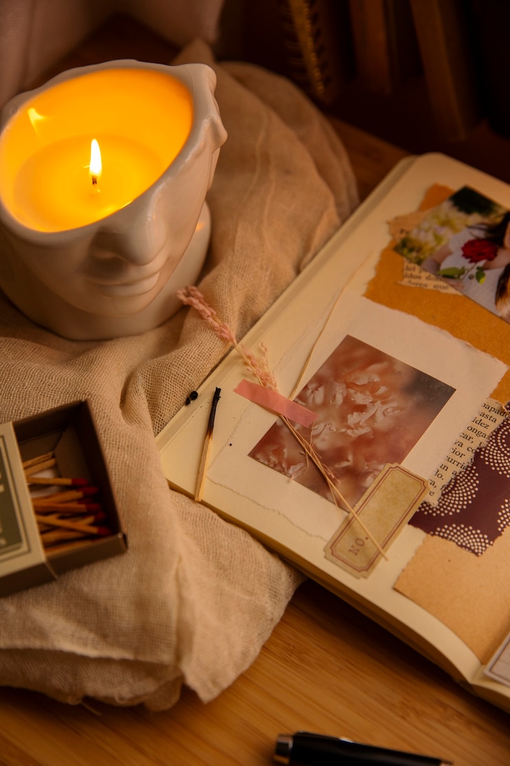 Free Photo scrapbook with assortment of home decorations