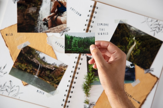 Free photo scrapbook with travel photos  above view