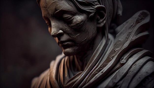 Скульптура молящегося мужчины в генеративном ИИ католицизма