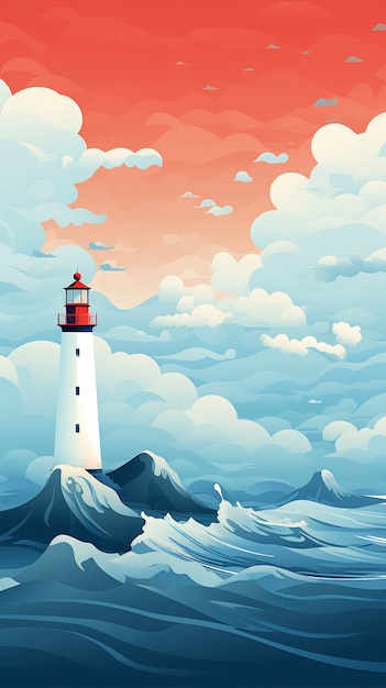 Free photo sea landscape with digital art style