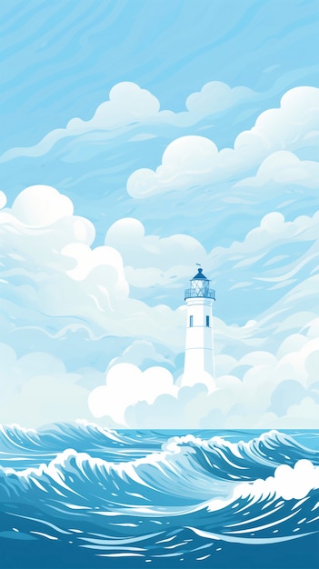 Free photo sea landscape with digital art style